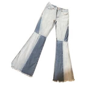 Almost Famous Colorblock Flare Jeans, Womens Size 7